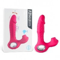 Vibrator, Wiggle & Thrusting, Clitoral Suction, 12 Function, Silicone, Rechargeable, RED